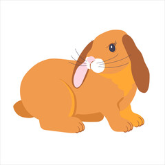 An attractive brown rabbit highlighted on a white background. Designer rabbit graphics for printing on invitations, holiday posters. Easter bunny. Vector.