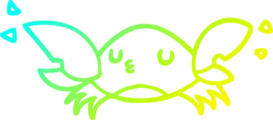 cold gradient line drawing of a cartoon crab