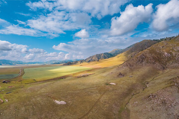 Summer landscape Altai mountains summer Russia, aerial top view