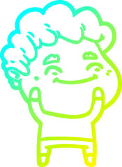 cold gradient line drawing of a cartoon friendly man