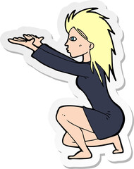 sticker of a cartoon womn casting spel