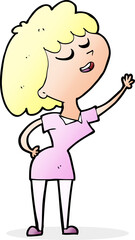 cartoon happy woman about to speak