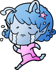 cartoon crying alien girl