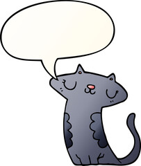 cartoon cat with speech bubble in smooth gradient style