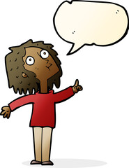 cartoon curious woman with speech bubble
