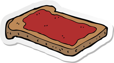 sticker of a cartoon jam on toast