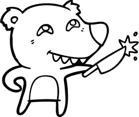 cartoon bear with sharp knife