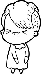 cartoon annoyed hipster girl