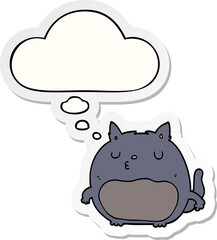 cartoon cat with thought bubble as a printed sticker