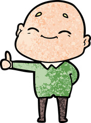happy cartoon bald man