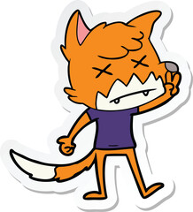 sticker of a cartoon dead fox