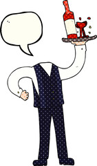 freehand drawn comic book speech bubble cartoon headless waiter (add own photos)