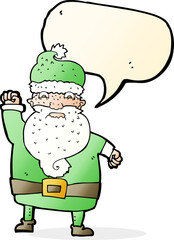 cartoon angry santa claus with speech bubble