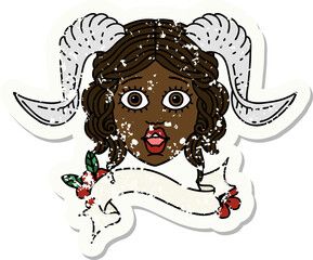Retro Tattoo Style tiefling character face