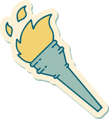 sticker of tattoo in traditional style of a lit torch