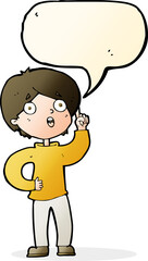cartoon boy with idea with speech bubble