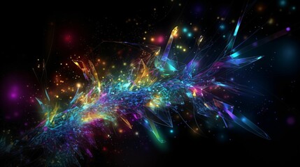 Naklejka premium arrière plan abstrait, formes d'ondes lumineuses, courbes de couleurs variées, illustration ia générative