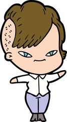 cute cartoon girl with hipster haircut
