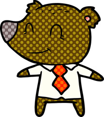 cartoon bear in shirt and tie