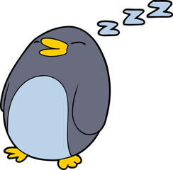 cartoon sleeping penguin