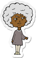 sticker of a cartoon old lady