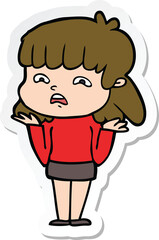 Obraz premium sticker of a cartoon worried woman