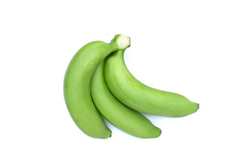 Green banana on white background