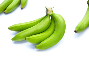 Green banana on white background