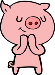 happy cartoon pig