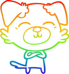 rainbow gradient line drawing of a cartoon dog