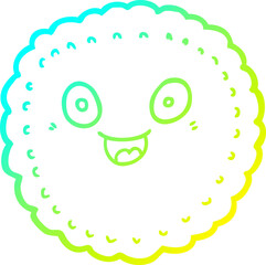 cold gradient line drawing of a cartoon biscuit