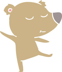 happy flat color style cartoon bear dancing