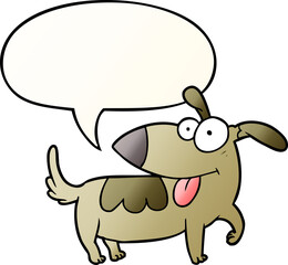 cartoon happy dog with speech bubble in smooth gradient style