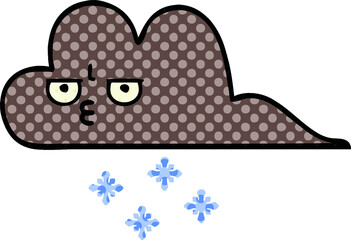 comic book style cartoon of a storm snow cloud