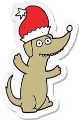 sticker of a cute christmas cartoon dog