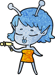 cute alien girl cartoon