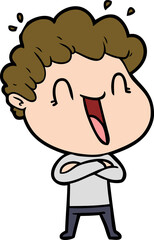 cartoon happy man laughing