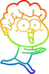 rainbow gradient line drawing of a excited man cartoon