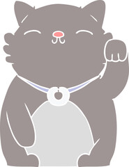 flat color style cartoon cat waving