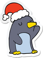 sticker of a cute cartoon christmas penguin