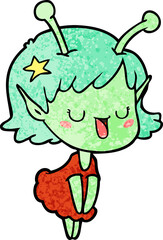 happy alien girl cartoon