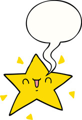 cartoon happy star with speech bubble