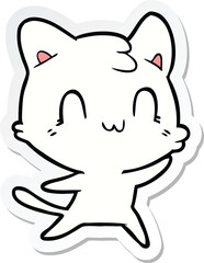 sticker of a cartoon happy cat
