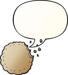 cartoon cookie with speech bubble in smooth gradient style