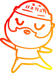 warm gradient line drawing of a cartoon man with beard