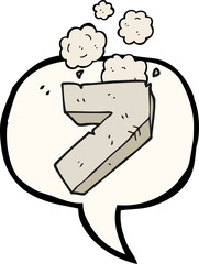 freehand drawn speech bubble cartoon stone number seven