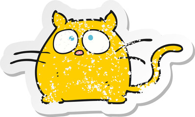 retro distressed sticker of a cartoon cat