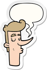 cartoon arrogant man with speech bubble sticker