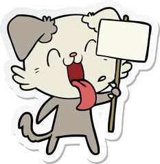 sticker of a cartoon panting dog