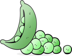 freehand drawn cartoon peas in pod